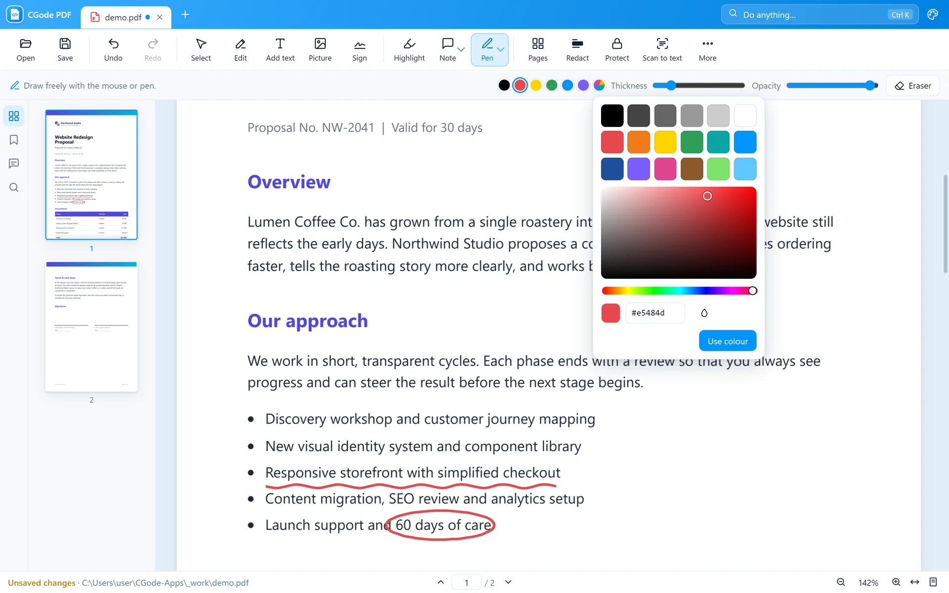The colour picker